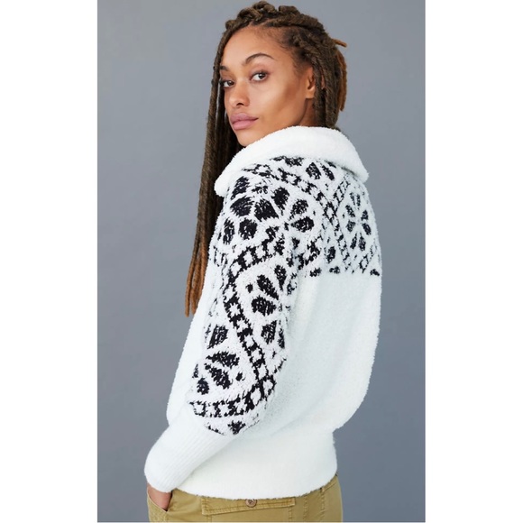 Anthropologie Pilcro Maia Cropped Quarter-Zip Pullover, White, Size S, EUC - Picture 2 of 8